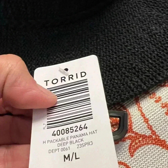 Torrid Packable Panama Hat Deep Black M/L women’s NWT - Picture 3 of 6